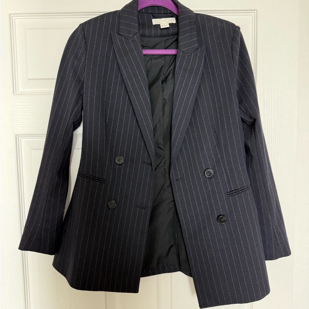 H&M Black Striped Blazer